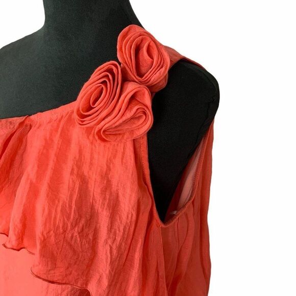 Lorenza Blau Sleeveless One Shoulder Top Coral 12 - Picture 8 of 12